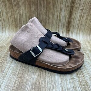 Birkenstock Gizeh Braided Women's Size 6 EU 37 Oiled Black Leather Thong Sandals